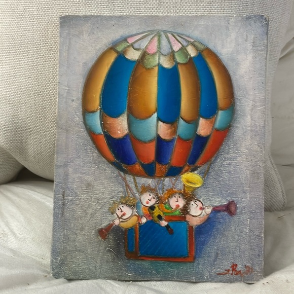 J. Roybal Wall Decor Artist Signed Oil On Canvas Of Hot Air Balloon